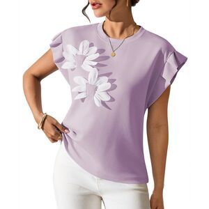 Cute Crew Neck Casual Floral 3D Shirt, MEDIUM, 21J-175T001